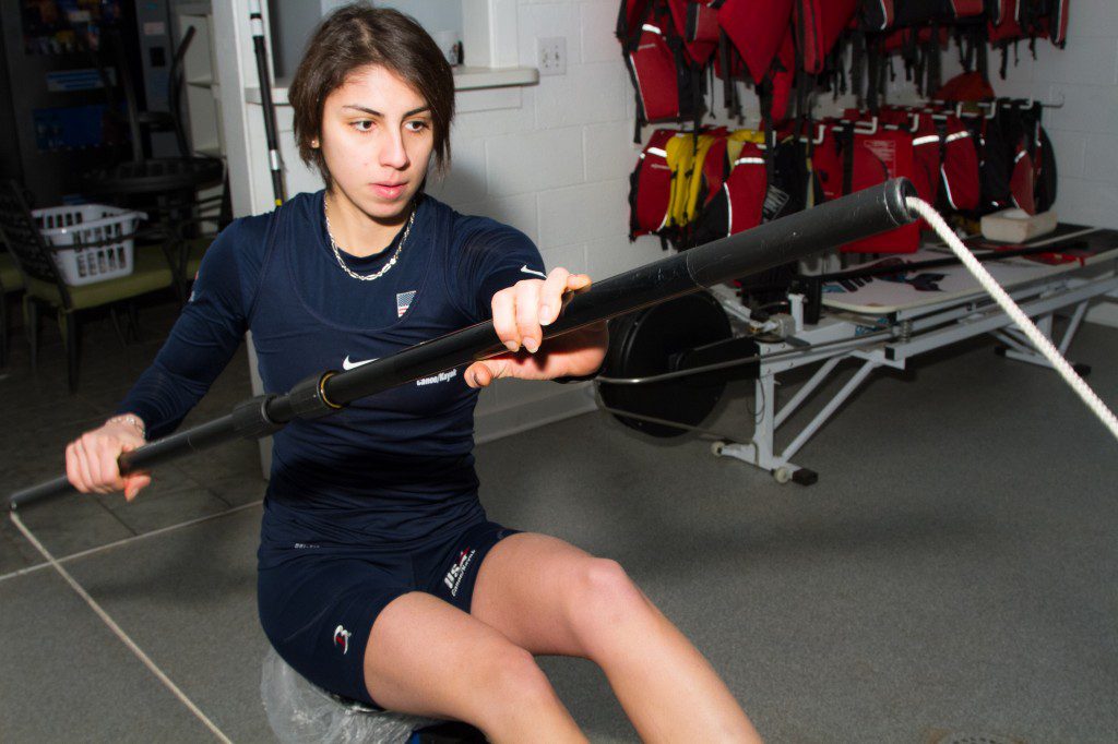 Arezou Motamedi trains at the USA Canoe/Kayak high-performance center in Oklahoma City. Photo by J. Christopher Little.