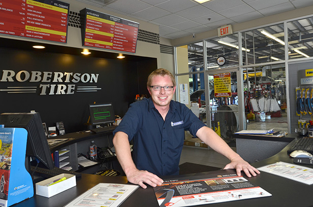Ethan Cantler, manager of Robertson Tire, Best Auto/Tire Shop. Photo by Dan Morgan.