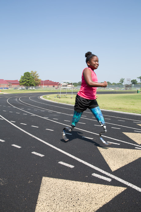 Ten-year-old Hannah Hewett, who hails from Tahlequah, is a national championship sprinter. Photo by Brandon Scott.