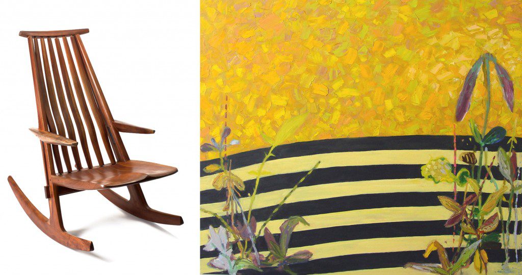 "Rocking Chair" by James Henkle (left) and "Tacoma" by George Bogart. Images courtesy Fred Jones Jr. Museum of Art.
