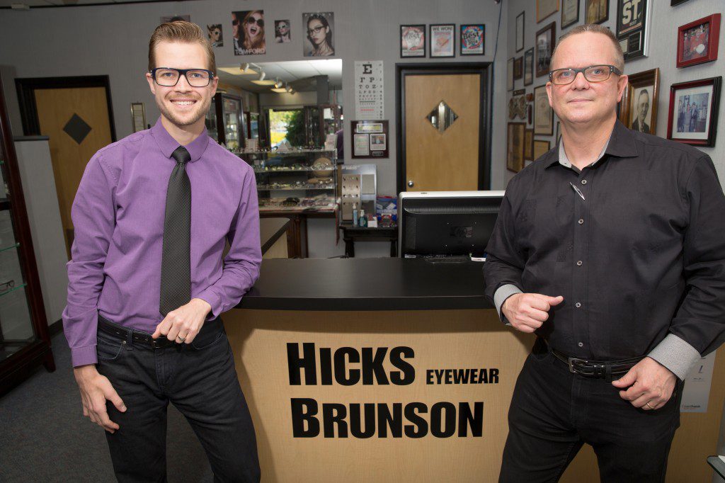Daniel brunson, manager of hicks brunson eyewear, and rick brunson, company president, stand by a commitment to meet all their customers’ needs. Photo by Brandon Scott. 