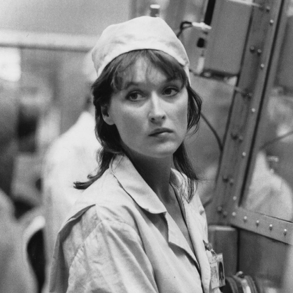 Meryl Streep portrayed Karen Silkwood in the eponymous 1983 film. Film image courtesy MGM Studios.