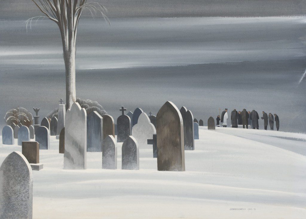 "Cemetery," 1946, by Edmund Lewandowski. Image courtesy Fred Jones Jr. Museum of Art.