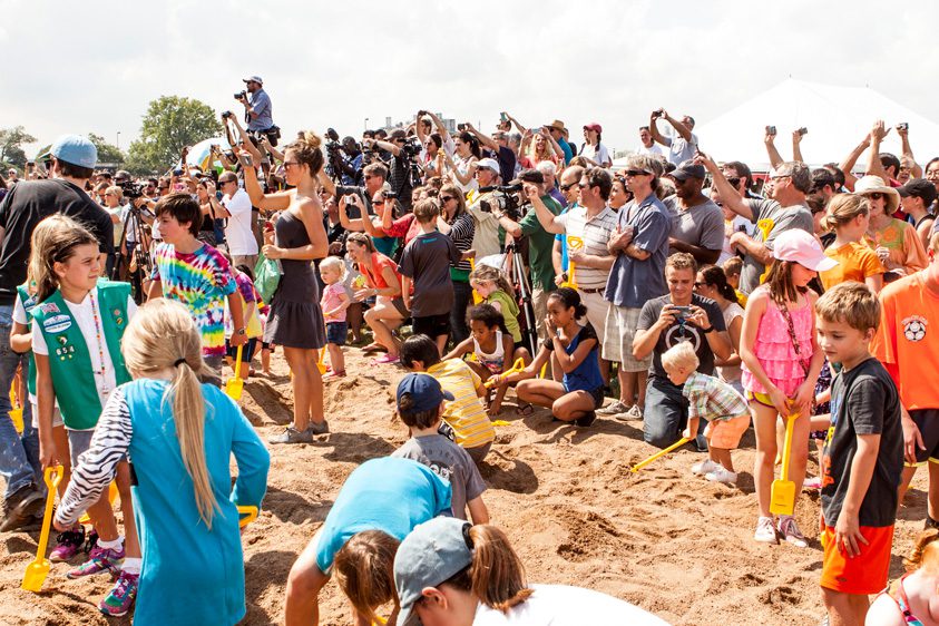 Children played a large part in September’s groundbreaking ceremony for a gathering place.  Photo courtesy A Gathering Place.