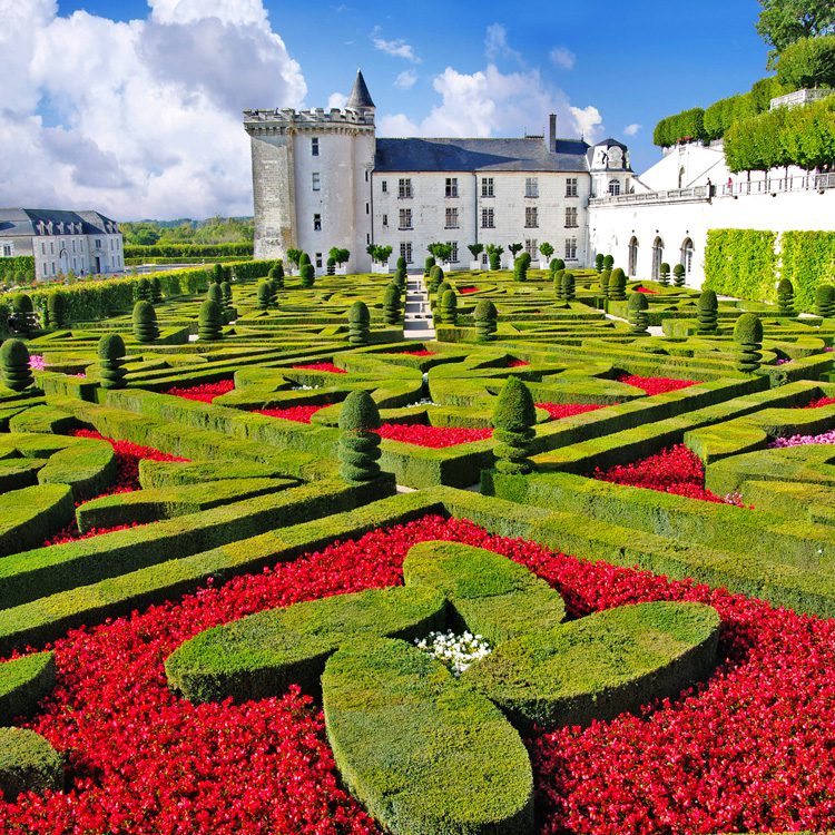 The Gardens at the Chateau in Villandry are famous for their manicured elegance and color. 