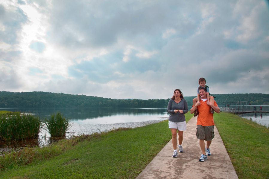 Families can enjoy the paved and ADA-accessible family fun trail at Greenleaf State Park. Photo courtesy Oklahoma Department of Tourism and Recreation.