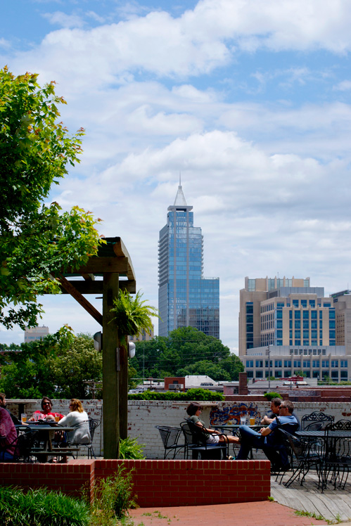 The best view of Raleigh’s skyline can be seen from the patio at Boylan Bridge brewpub. 