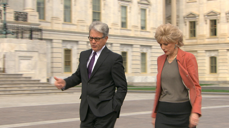 Coburn talks with Lesley Stahl on 60 minutes in December 2014. Photo Courtesy CBS.