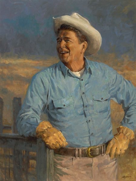 "Reagan" by artist Andy Thomas, 2008, oil on linen. Courtesy Gilcrease Museum.
