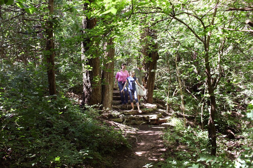 Enjoy varying terrains on the inspiration trail, as it winds along the side of the canyon. Photo courtesy Oklahoma department of Tourism and Recreation.