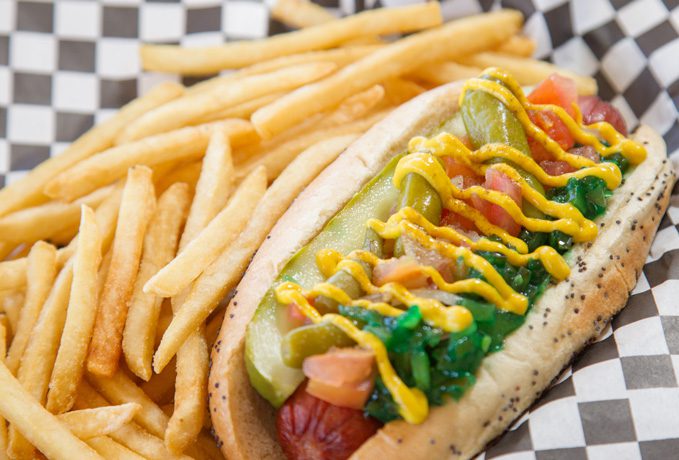 Chicago Dogs are done right at Cal’s Chicago Eatery. Photo by Brent Fuchs.