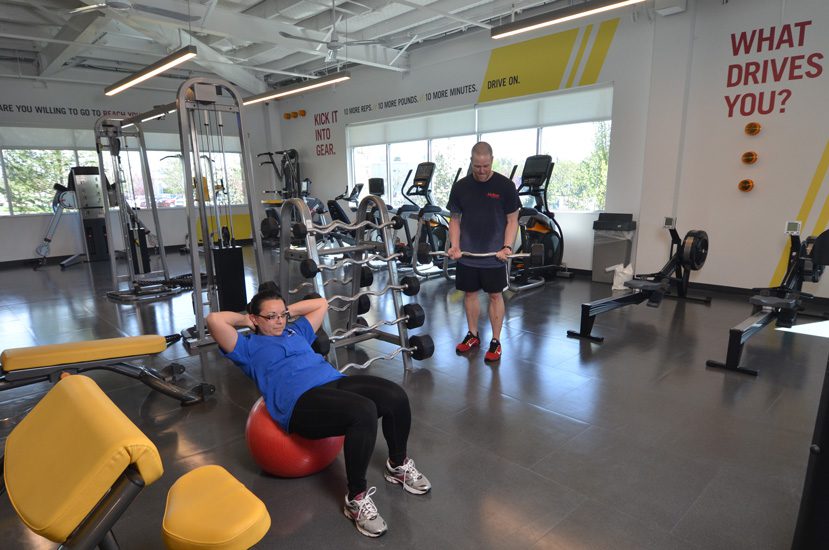 Employees take advantage of the company’s in-house gym.  