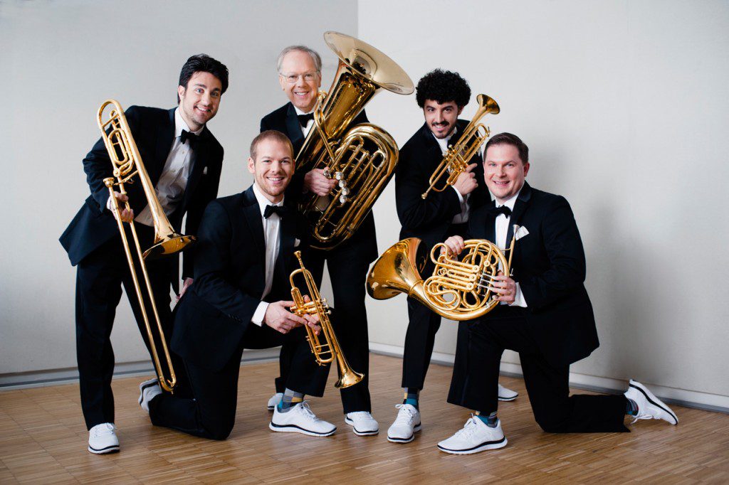 Canadian Brass, one of the festival’s featured artists, is known for its unique style that pairs suits with sneakers. Photo courtesy OK Mozart.