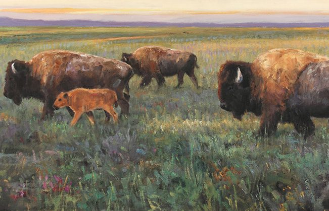 Ken Carlson Following the Sun 13” x 30”, Oil on board Photo courtesy National Cowboy and Western Heritage Museum.