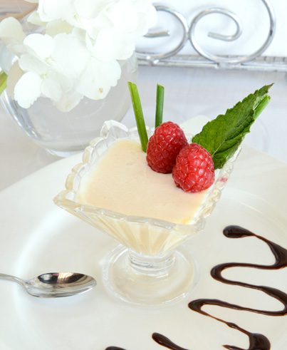 The Passion Fruit mousse is a sweet and creamy treat.