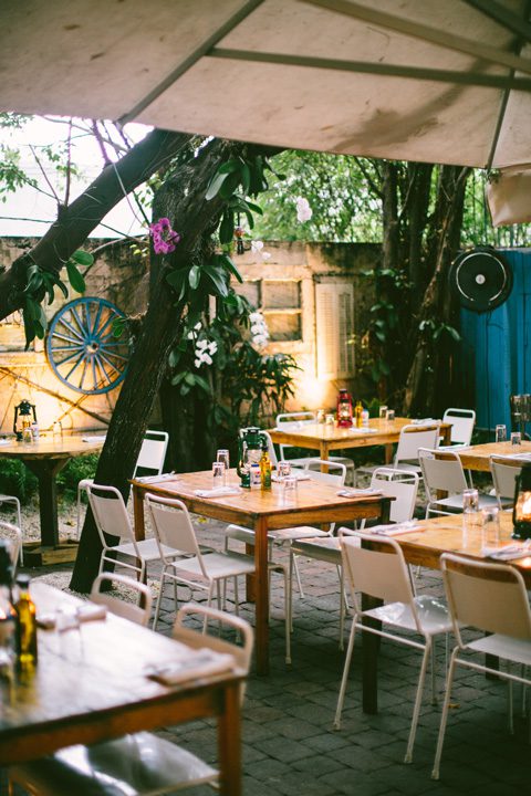 Enjoy Mandolin Aegean Bistro’s Mediterranean cuisine on its patio. Photo courtesy Miami Design District.