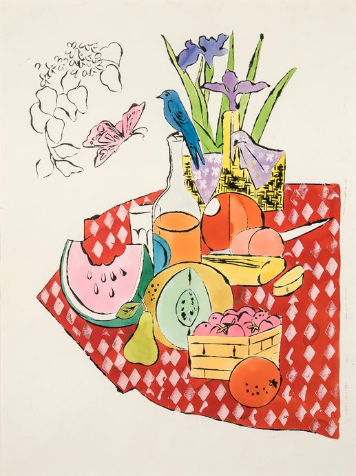 Andy Warhol: The Picnic, 1959-1960, Ink, watercolor and gouache on paper, 28 1/2 by 22 1/2 inches. Collection Donald Rosenfeld, St. Louis, Missouri, © 2015 The Andy Warhol Foundation for the Visual Arts, Inc. / Artists Rights Society (ARS), New York; Photo © Eric W. Baumgartner Photography. Photos courtesy Crystal Bridges Museum of American art.