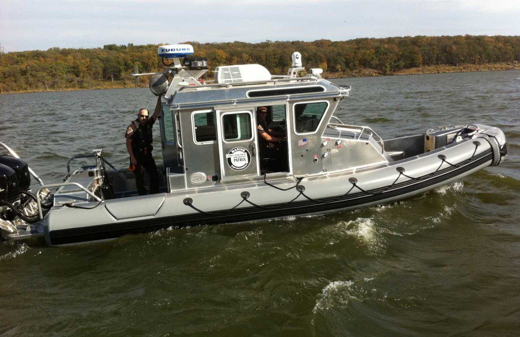 The Oklahoma Highway Patrol Marine Enforcement Division helps enforce boating safety laws. Photo courtesy of the Oklahoma Department of Public Safety.