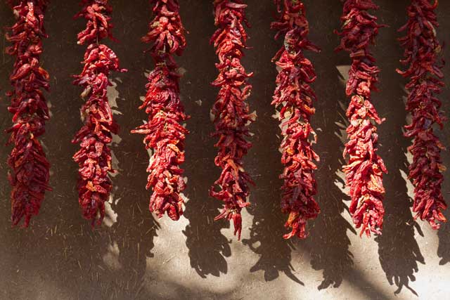 Fresh chili peppers are a staple of new mexico cuisine and available in many dishes served by santa fe restaurants.