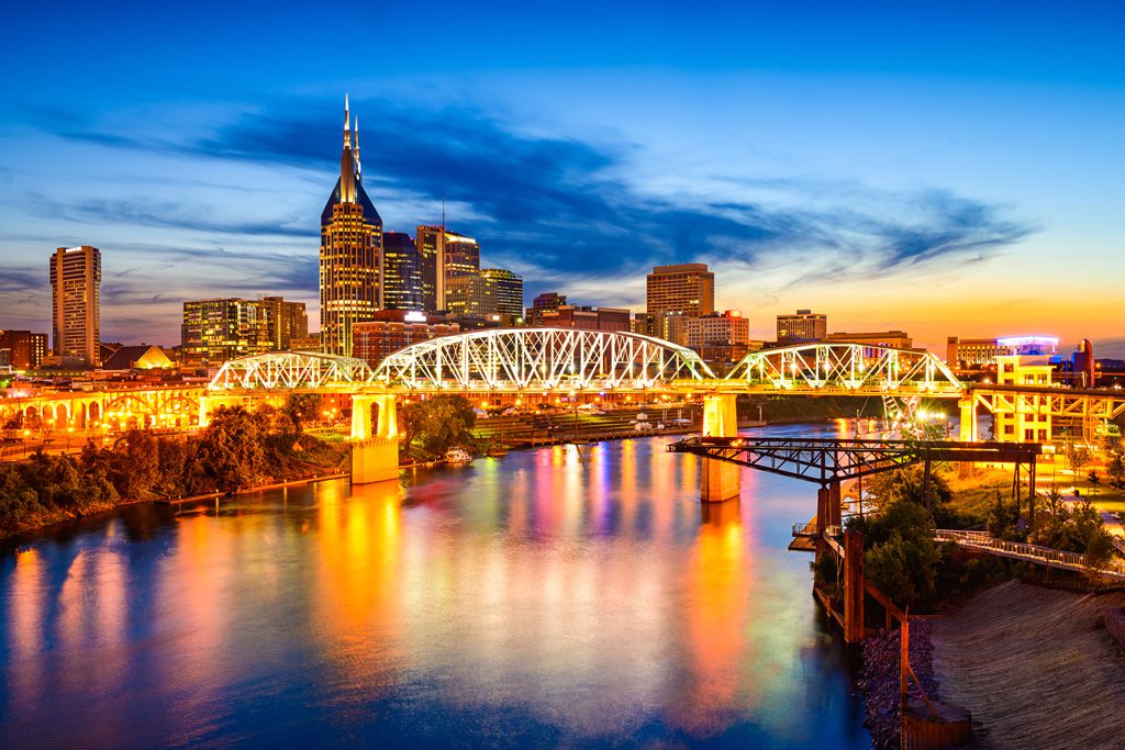 Nashville sits along the Cumberland River and is home to a replica of the Parthenon.