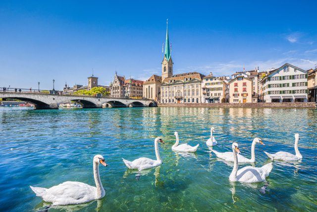Zurich's city center is ideal for walking tours.