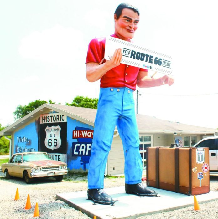 Big Bill stands sentry outside Vinita’s Hi-Way Cafe.