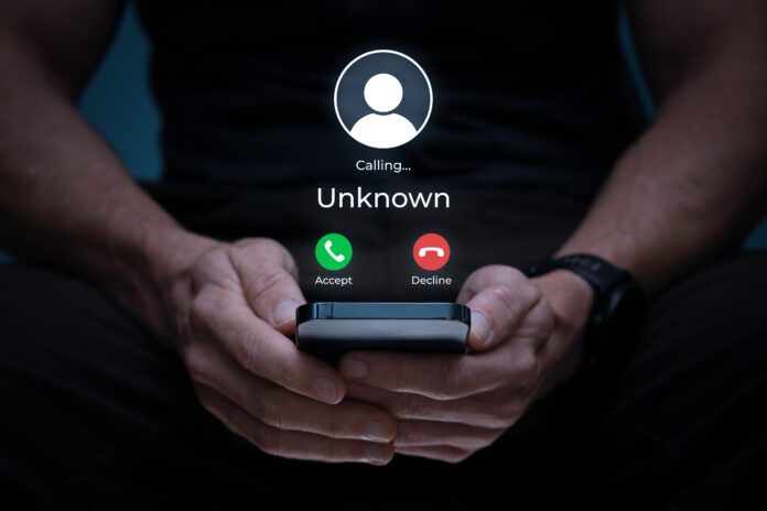 Incoming Unknown Caller. Scam Call Concept